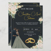 Luxury Wedding Invitation Black and Gold (Devant / Derrière)