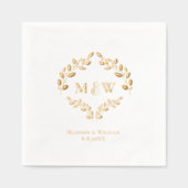 Luxury Wedding Real Gold foil leaf Monogram Crest Folie Servetten (Voorkant)