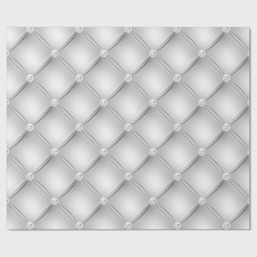Luxury White Diamond Tufted Pattern Cadeaupapier (Vlak)