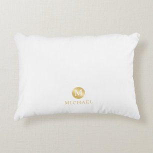 Luxury White en Gold-gepersonaliseerd monogram Accent Kussen