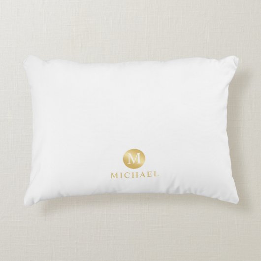 Luxury White en Gold-gepersonaliseerd monogram Accent Kussen (Voorkant)