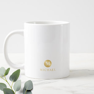 Luxury White en Gold-gepersonaliseerd monogram Extra Grote Beker