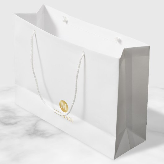 Luxury White en Gold-gepersonaliseerd monogram Groot Cadeauzakje