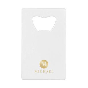 Luxury White en Gold-gepersonaliseerd monogram Kredietkaart Flessenopener