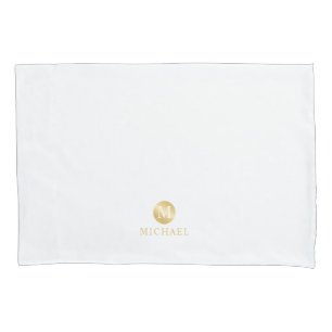 Luxury White en Gold-gepersonaliseerd monogram Kussensloop