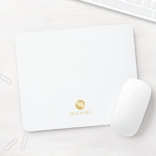 Luxury White en Gold-gepersonaliseerd monogram Muismat