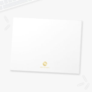 Luxury White en Gold-gepersonaliseerd monogram Notitieblok