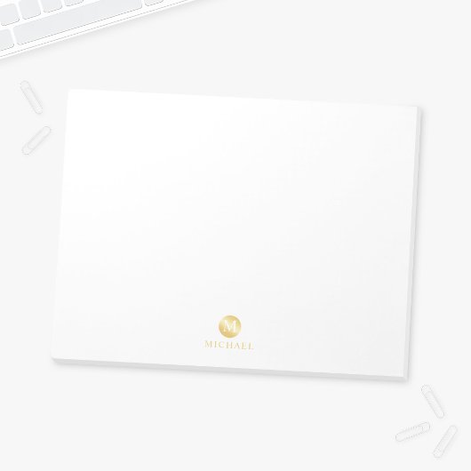 Luxury White en Gold-gepersonaliseerd monogram Notitieblok