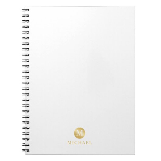 Luxury White en Gold-gepersonaliseerd monogram Notitieboek (Voorkant)