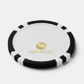 Luxury White en Gold-gepersonaliseerd monogram Poker Chips (Enkel)