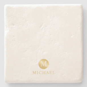 Luxury White en Gold-gepersonaliseerd monogram Stenen Onderzetter