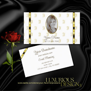 Luxury White en Gold met gepatterde foto's Visitekaartje