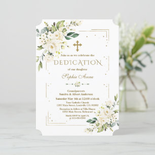 Luxury White Flowers Gold Glitter Lijst Dedication Kaart