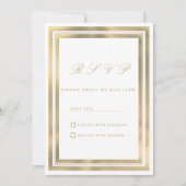 Luxury white gold geometric frame RSVP Kaart (Voorkant)
