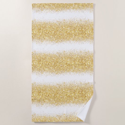 Luxury White Gold Glitter Strandlaken (Voorkant)