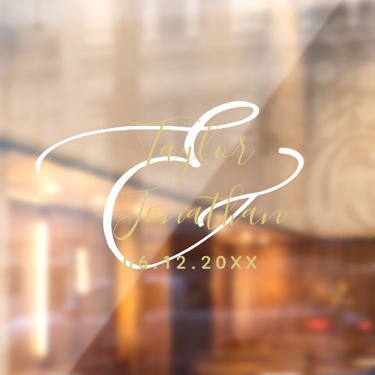 Luxury White & Gold Minimal Classy Custom Wedding Raamsticker (Vel 2)