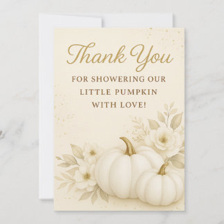 Luxury White & Gold Pumpkin Baby Shower Thank You Bedankkaart