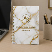 Luxury White Marble Gold Monogram Real Estate 