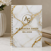 Luxury White Marble Gold Monogram Real Estate 