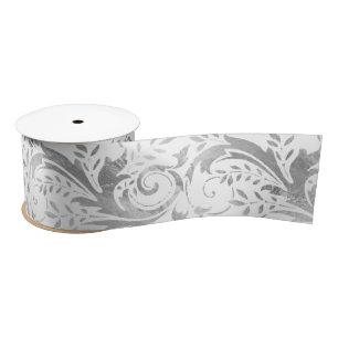 Luxury White Silver Foil  Floral Pattern Lint