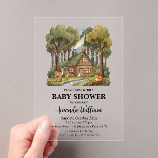 Luxury Woodland Clear Rustic Baby Shower  Acryl Uitnodigingen