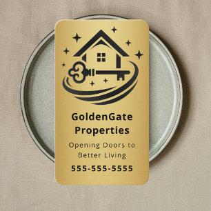 Luxury Zwart & Goud Vastgoedmakelaar Realtor Visitekaartje