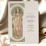 Luxus Faire-part de mariage Card Art nouveau par M<br><div class="desc">Notre superbe faire-part de mariage présente Sarah Bernhardt avec un verre de Champagne et des détails ornés inspirés du style Art Nouveau emblématique d'Alphonse Mucha. Cette carte imprimée est la façon idéale d'ajouter une touche d'élégance et de sophistication à toute occasion, des mariages et baby showers aux événements d'entreprise et...</div>