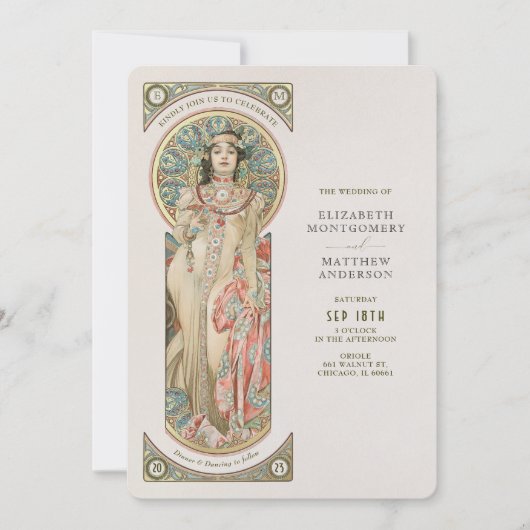 Luxus Faire-part de mariage Card Art nouveau par M (Devant)