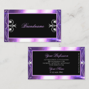 Luxuy  zwarte Paarse sparkle jewels vierkant Visitekaartje