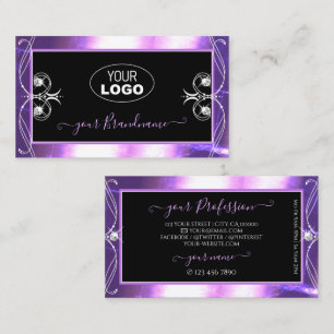 Luxuy zwarte Paarse sparkle-juwelen met Logo Visitekaartje