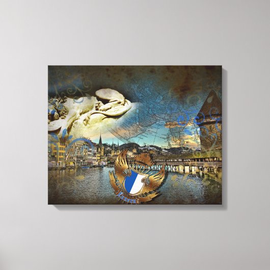 LUZERN Grunge - Canvas Afdruk (Voorkant)
