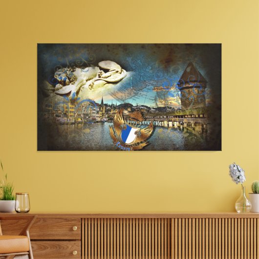 LUZERN  Grunge - Canvas Afdruk (Insitu (Woonkamer))