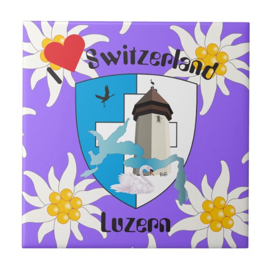 Luzern Schweiz Fliese Tegeltje (Voorkant)