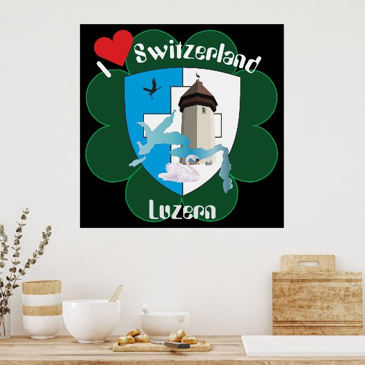 Luzern Schweiz Zwitserland Poster (Keuken)