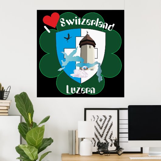 Luzern Schweiz Zwitserland Poster (Thuiskantoor)