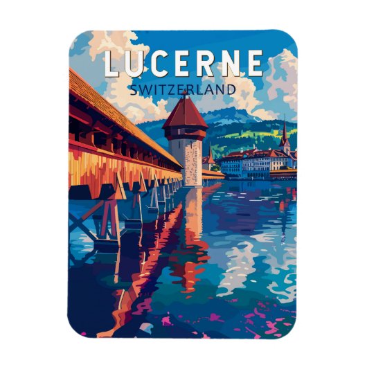 Luzern Zwitserland Reizen Kunst Vintage Magneet (Verticaal)