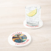 Luzern Zwitserland Retro Distressed Circle Zandsteen Onderzetter (Zijkant)