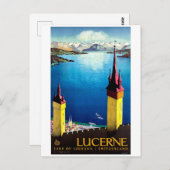 Luzerne, stadstorens, landschap, uitzicht op meer briefkaart (Voorkant / Achterkant)