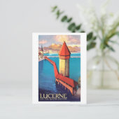Luzerne, Zwitserland, uitzicht op het meer en een Briefkaart (Staand voorkant)