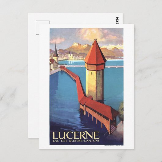 Luzerne, Zwitserland, uitzicht op het meer en een Briefkaart (Voorkant / Achterkant)