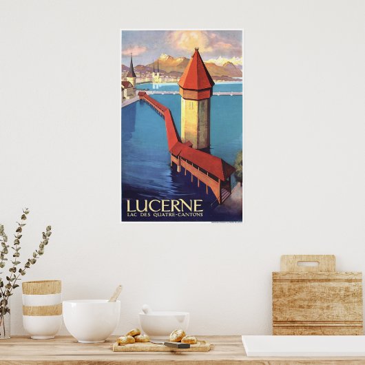 Luzerne, Zwitserland, uitzicht op het meer en een  Poster (Keuken)