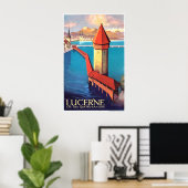 Luzerne, Zwitserland, uitzicht op het meer en een  Poster (Thuiskantoor)