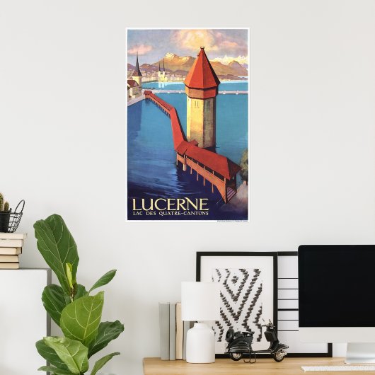 Luzerne, Zwitserland, uitzicht op het meer en een  Poster (Thuiskantoor)