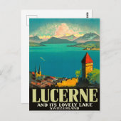 Luzerne, Zwitserland, uitzicht op meer en bergen Briefkaart (Voorkant / Achterkant)