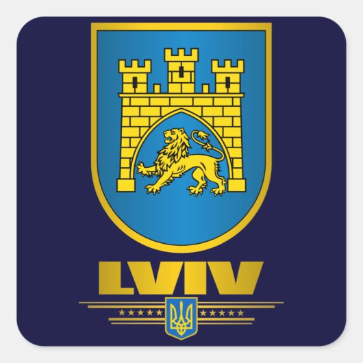 Lviv COA Vierkante Sticker (Voorkant)