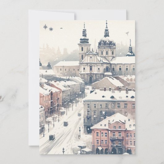 Lviv Holiday Elegance - Carte de Noël Aquarelle (Devant)