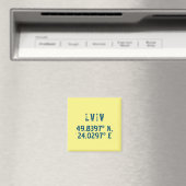 Lviv Oekraïne - Breedtegraad & lengtegraad Magneet (Insitu (Vaatwasser))