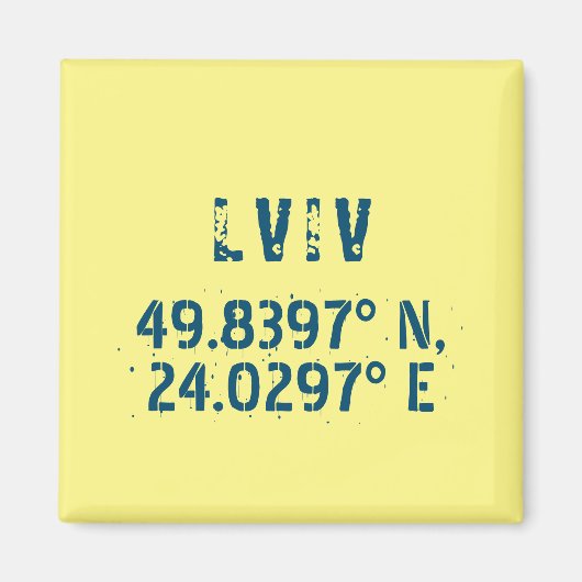 Lviv Oekraïne - Breedtegraad & lengtegraad Magneet (Voorkant)