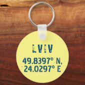 Lviv Oekraïne - Breedtegraad & lengtegraad Sleutelhanger (Voorkant)
