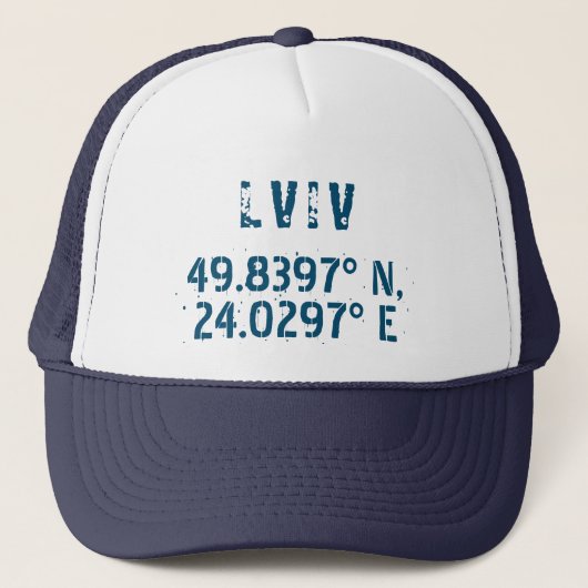 Lviv Oekraïne - Breedtegraad & lengtegraad Trucker Pet (Voorkant)